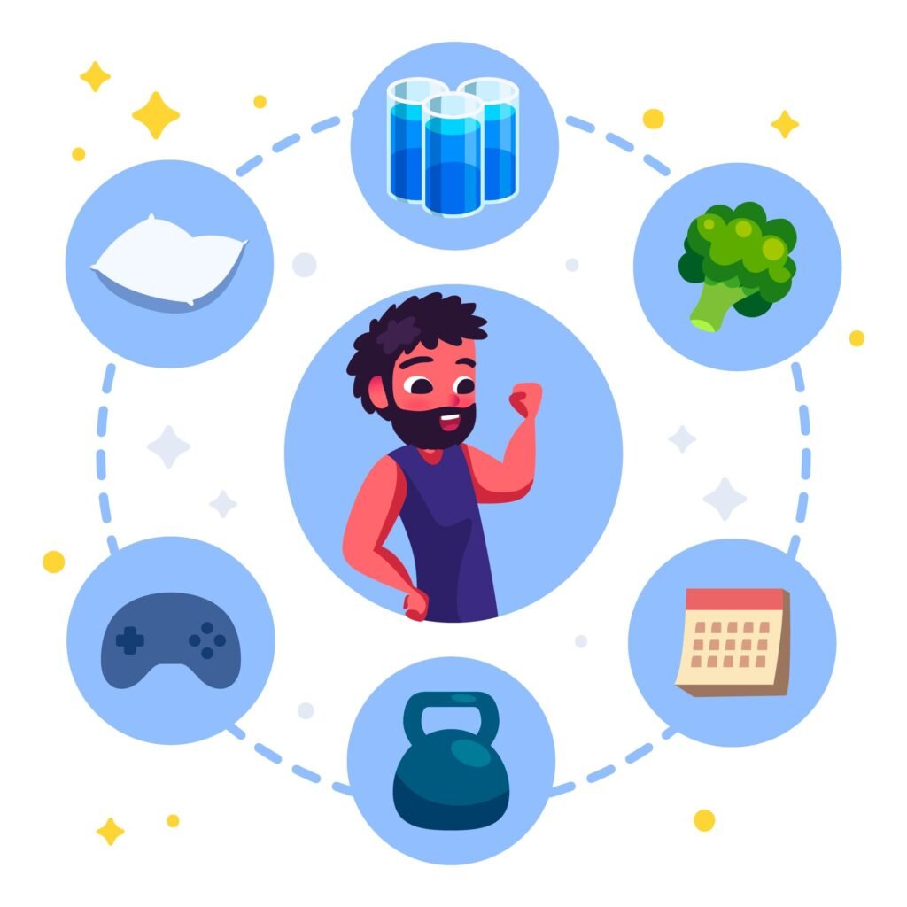 Icons representing Pep Tonic benefits like energy, brain, gut health