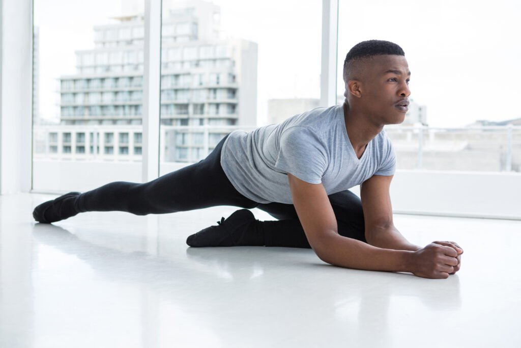 A person performing yoga or stretching