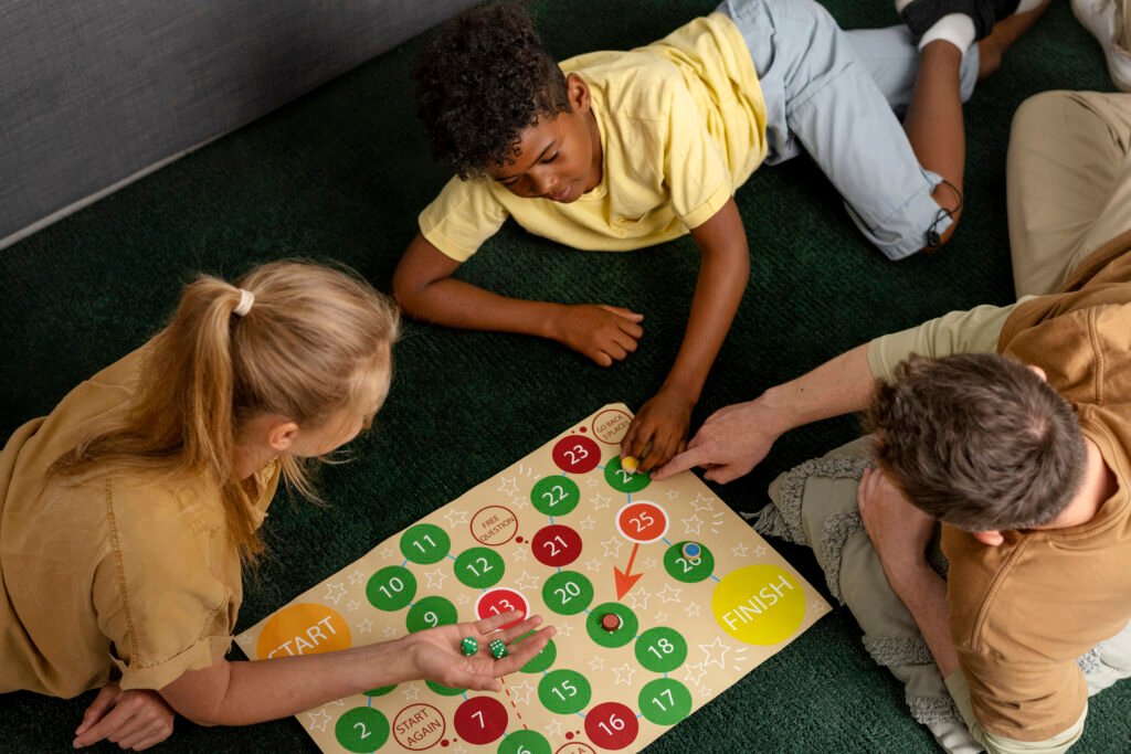 Child clapping syllables while playing a phonological awareness game