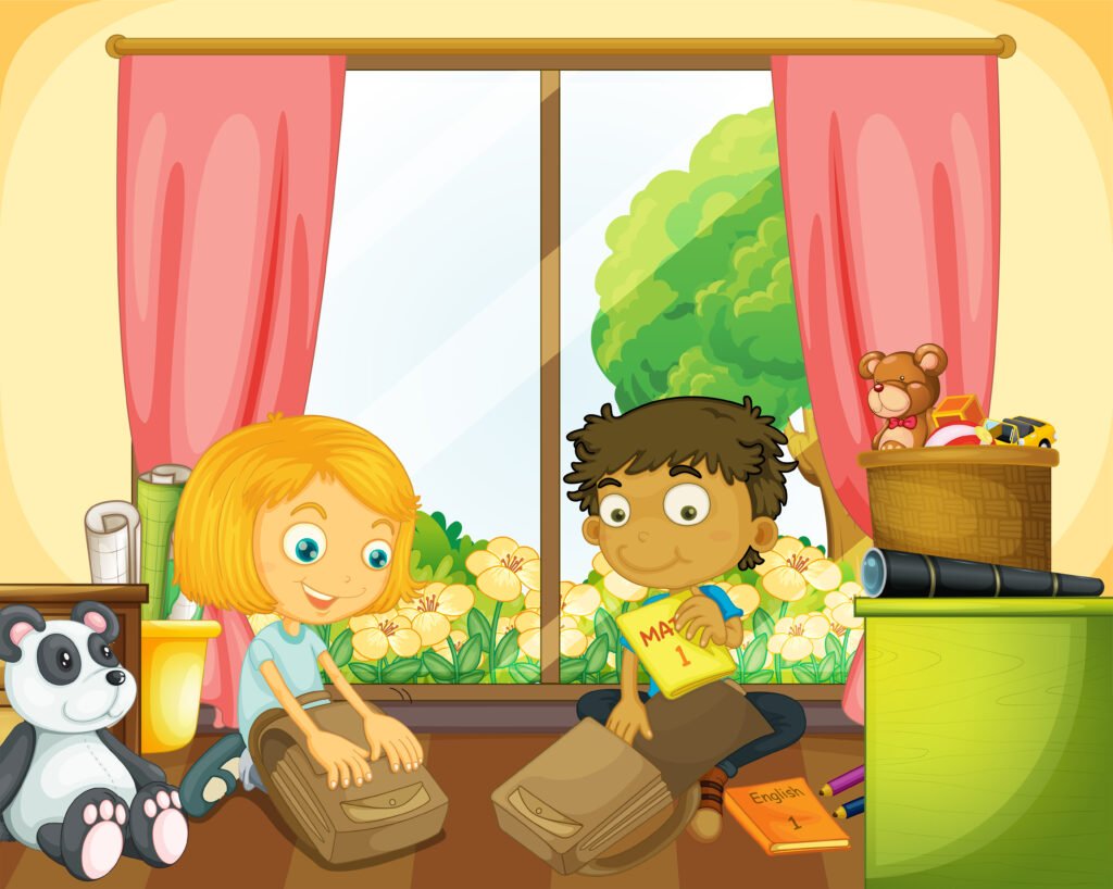 Cozy phonics-friendly reading corner filled with books and letter visuals