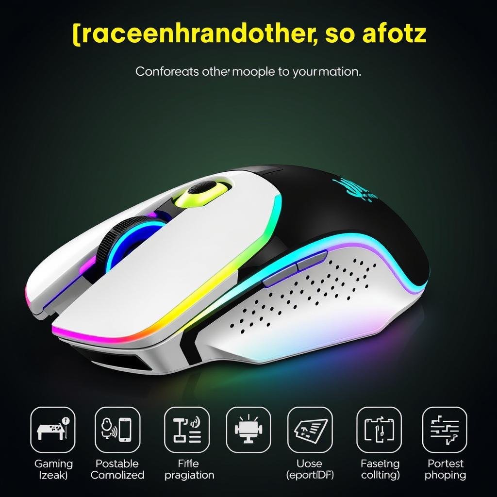 Ergonomic WESEARY Wireless Gaming mouse with customizable DPI and RGB lighting