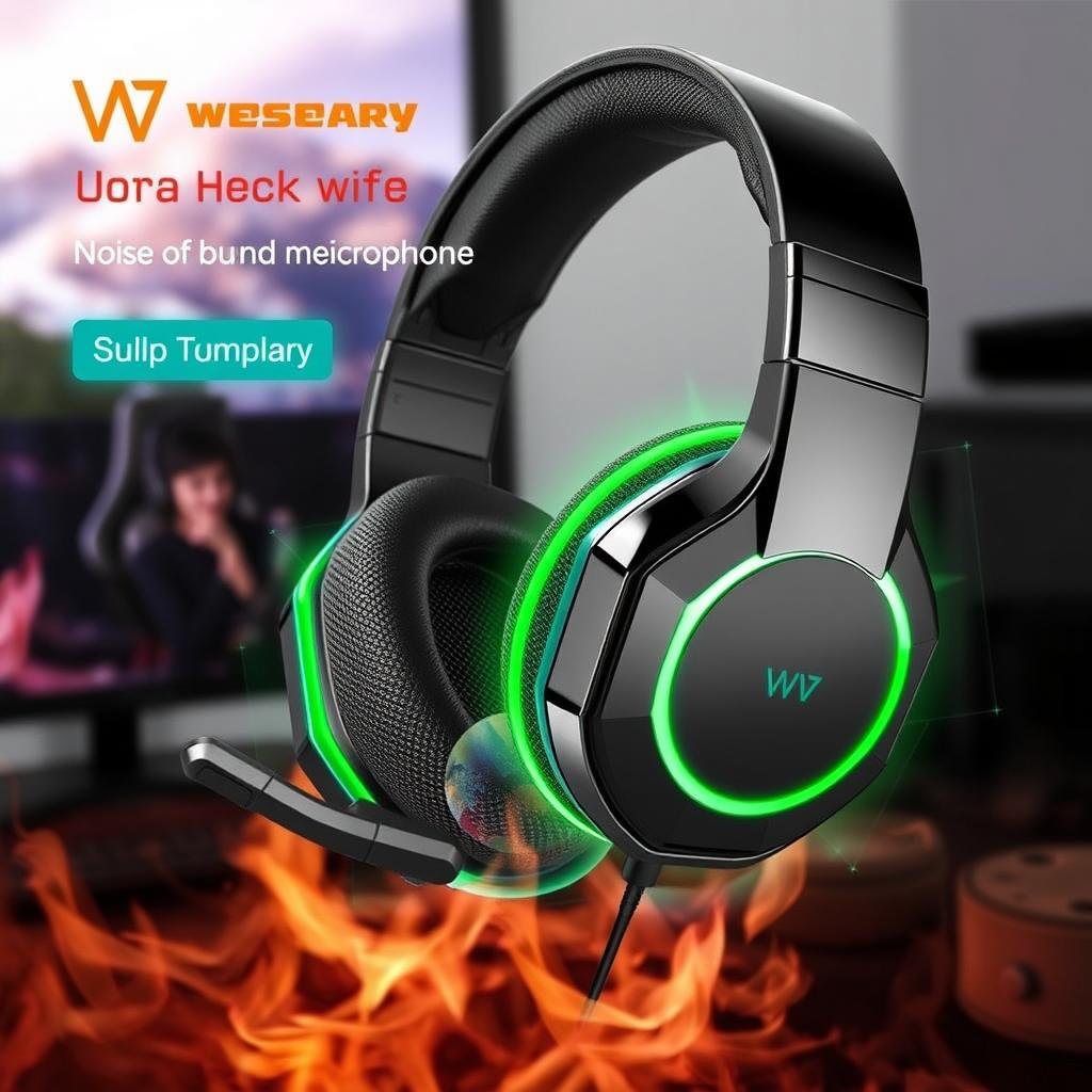 WESEARY Wireless Gaming headset with surround sound and noise-cancellation microphone