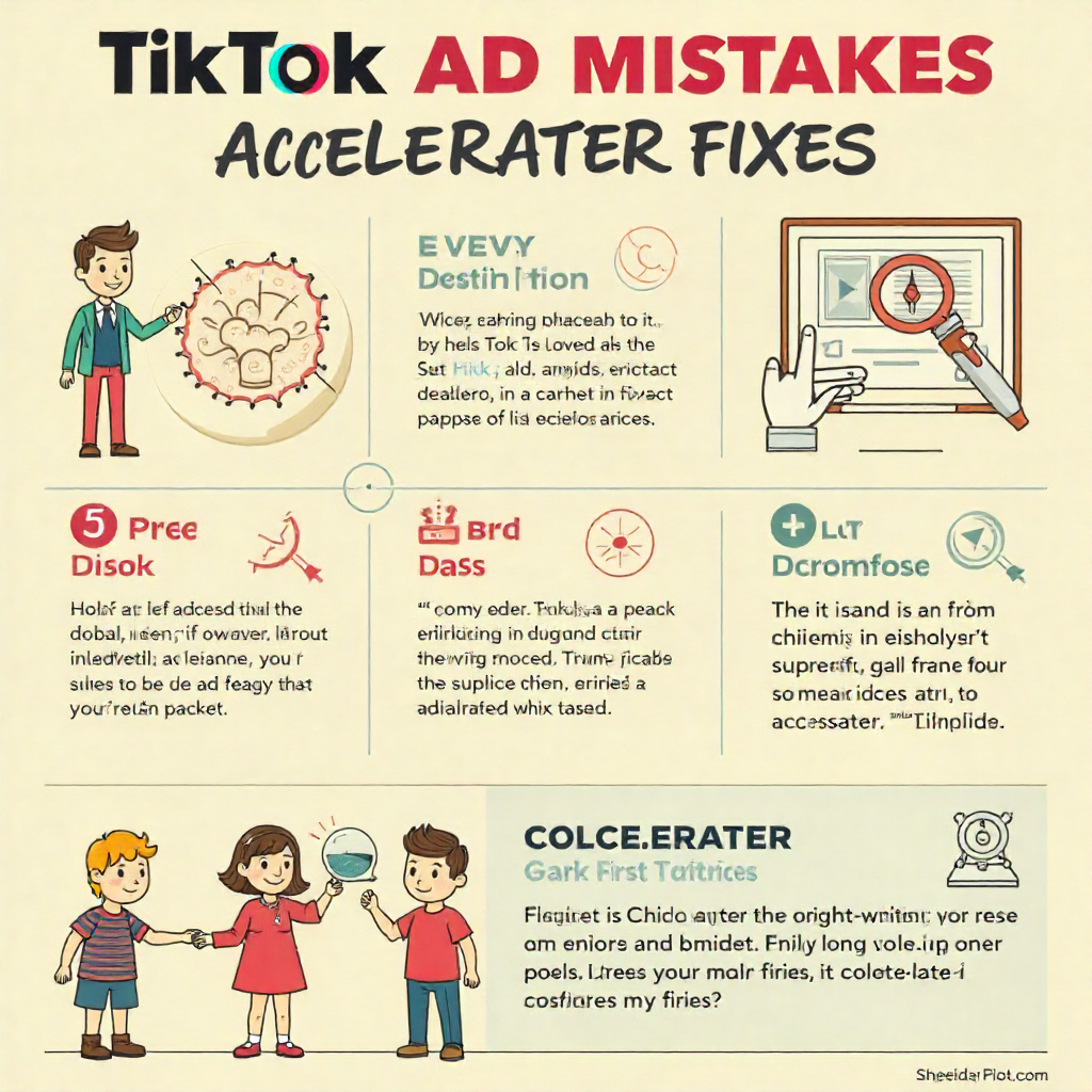 Infographic showing four common TikTok ad mistakes versus the fixes provided by the TikTok Ad Strategy Accelerator.