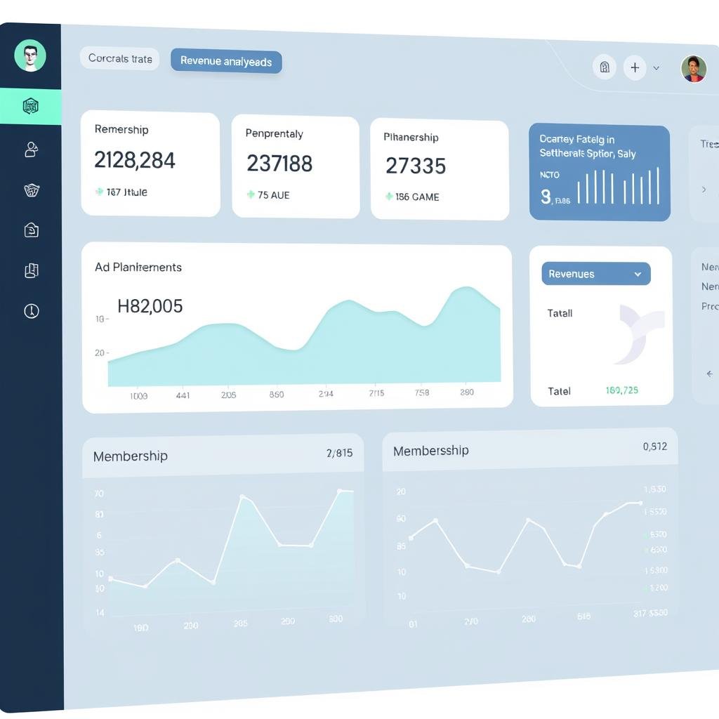 Uno Directory revenue analytics dashboard displaying ad placements, earnings overview, and membership statistics.