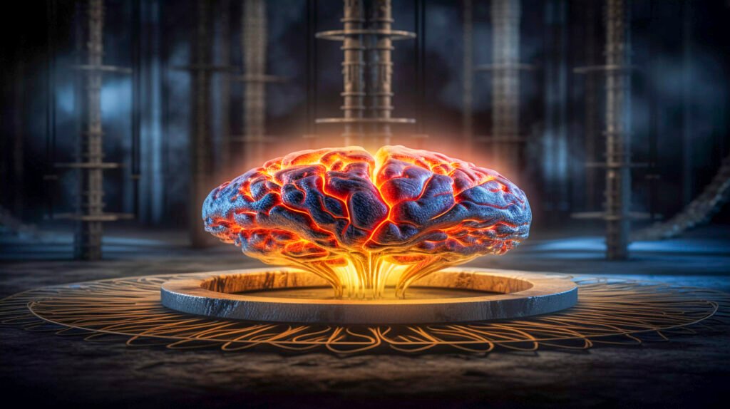 Motivational graphic of a glowing digital brain and upward performance chart symbolizing improved cognitive function through CogniFit.