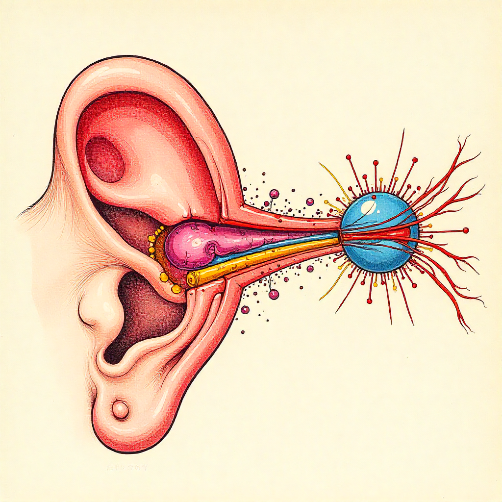 Illustration of cochlear mitochondria and hair-cell energy production
