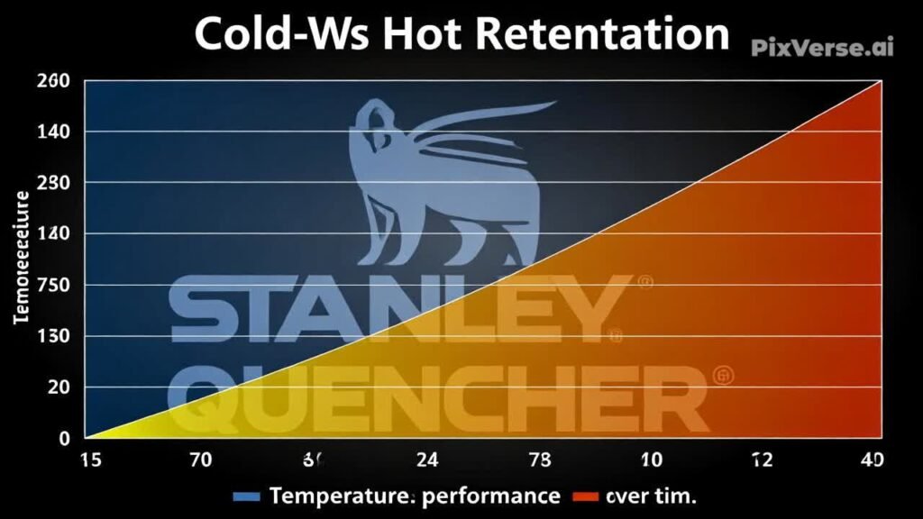 Cold vs hot retention graph for STANLEY Quencher showing temperature performance over time
