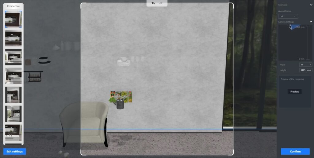 Coohom panorama 720 virtual tour view and professional camera angle setup