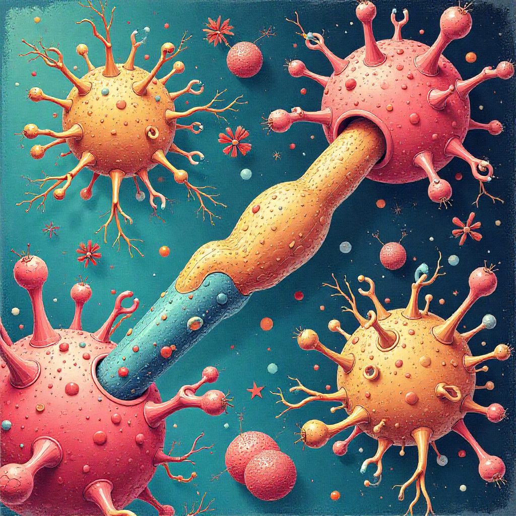 Detailed illustration of supplement molecules interacting with human cells to enhance biological functions.