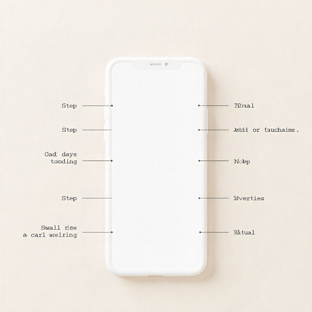 Step-by-step app flow illustration showing guided ritual steps in OurRitual for building daily habits, mindfulness, and productivity