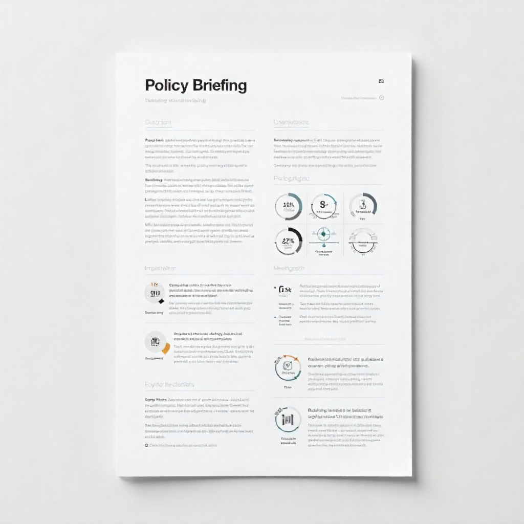 Graphic of a policy document or green technology roadmap outlining sustainability goals, environmental strategies, and clean-tech development plans