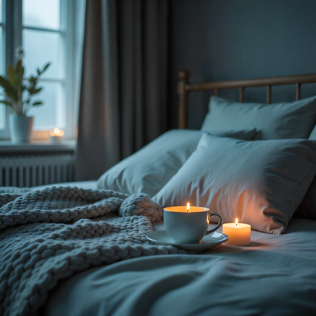 Lifestyle collage showing better sleep, healthy eating, relaxed stretching, and cozy home habits — benefits of the Pajama Diet