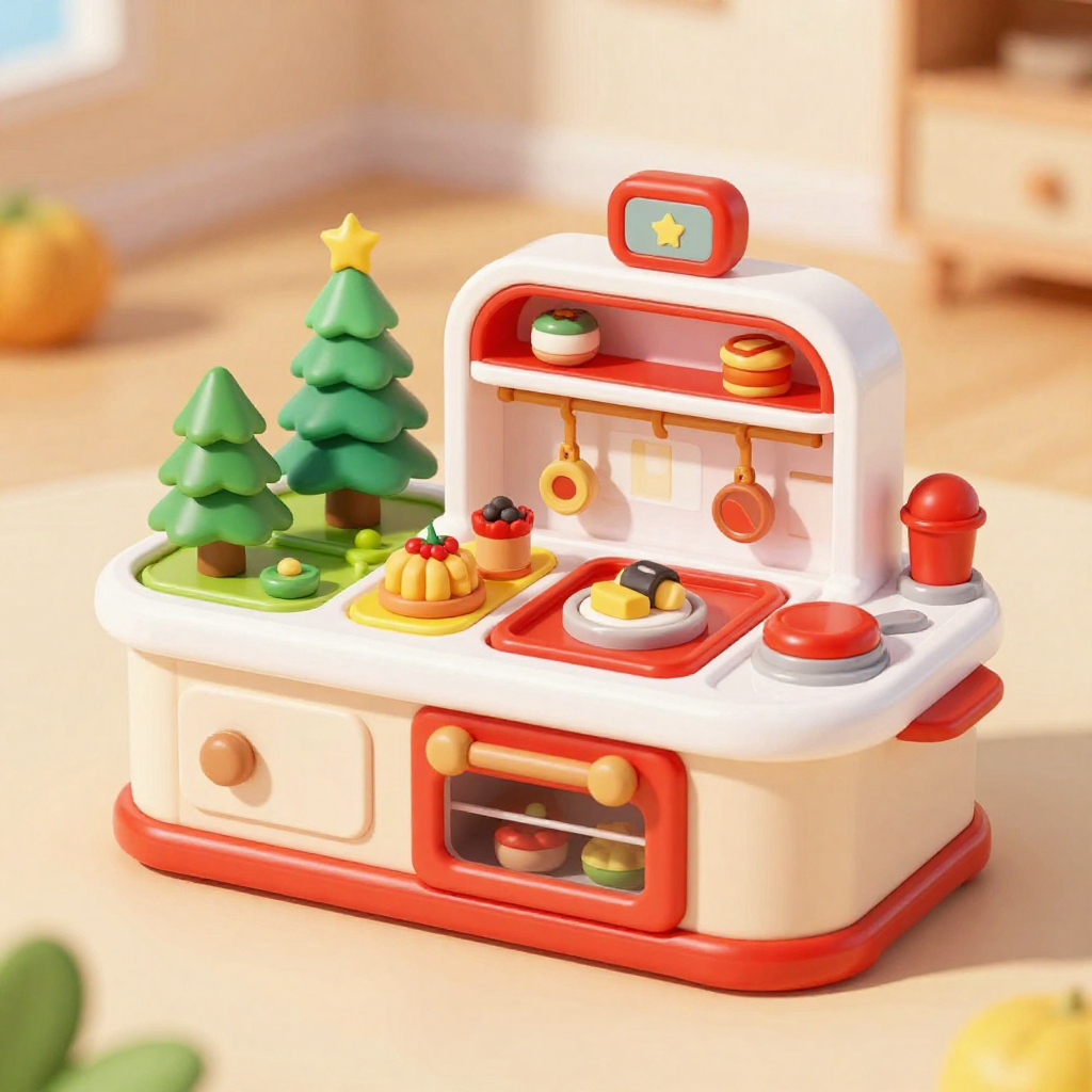 Tiny Land Play Kitchen setup with holiday-themed props showcasing seasonal imaginative play for kids