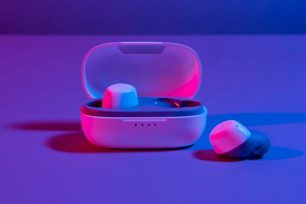 Timekettle WT2 earbuds with sleek, portable charging case, showcasing high-quality design and ergonomic in-ear fit for real-time translation and hands-free communication.
